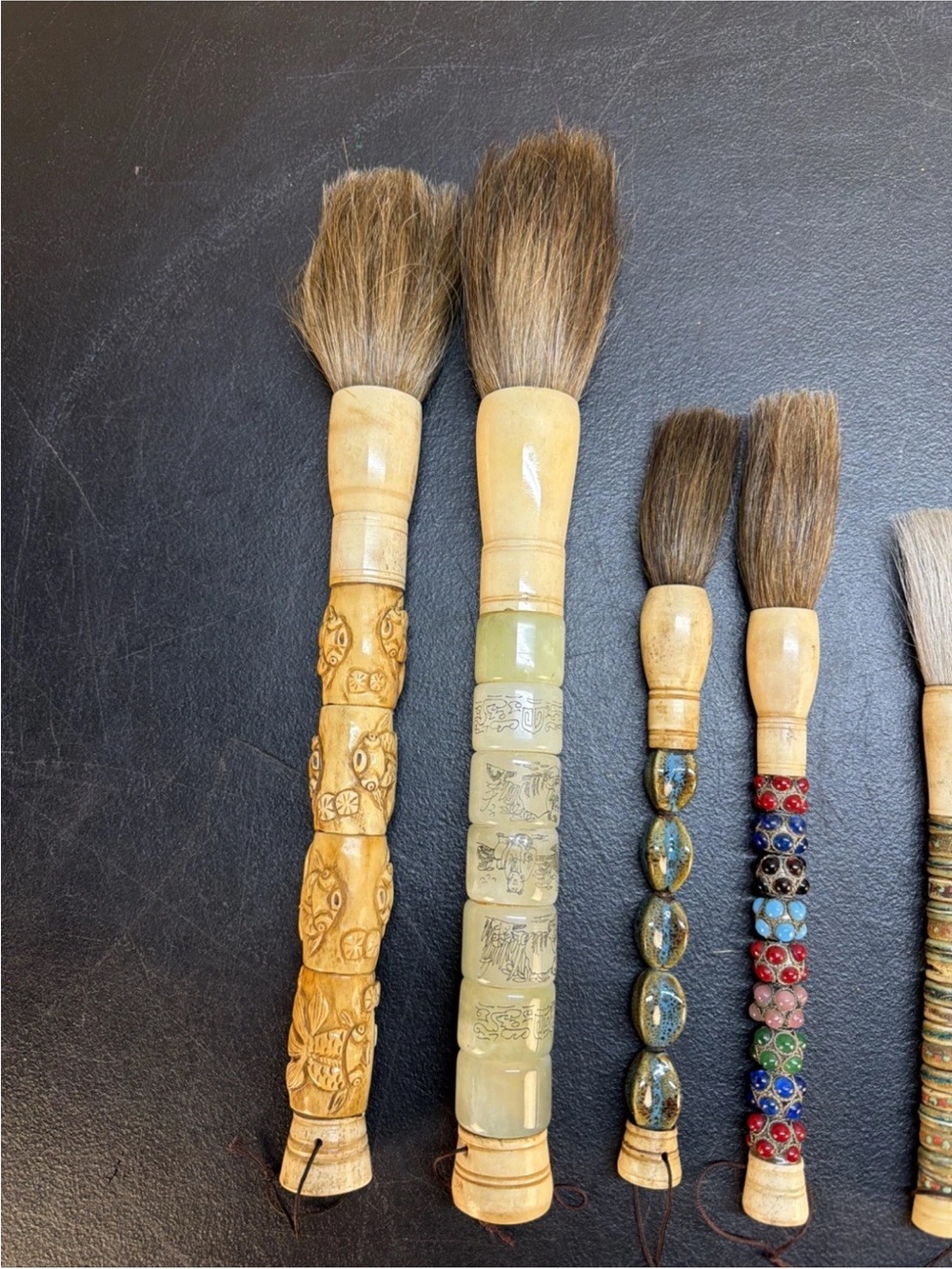 Antique GORGEOUS Asian Decorative Calligraphy Brushes - Picture 2 of 16